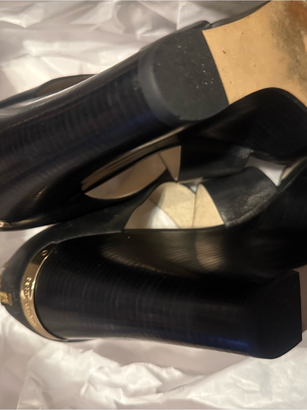 MICHAEL KORS Elena Leather Wedge Sandal Heels - Black - Picture 3 of 8